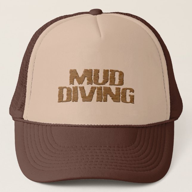 Mud Diving tan and brown foam trucker hat (Front)