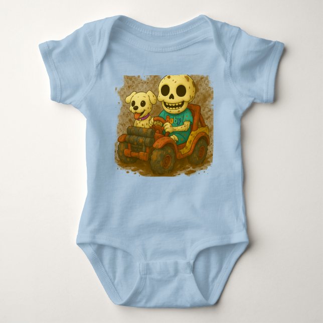 Mud Mayhem with Baby and Waggles Bodysuit (Front)