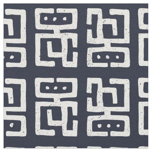 Mud Print Inspired Pattern  BlackWhite Fabric