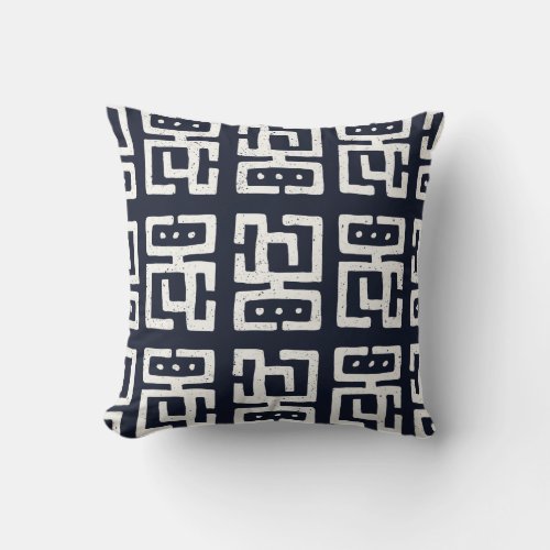 Mud Print Inspired Pattern  BlackWhite Throw Pillow