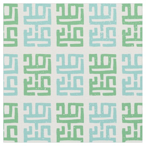Mud Print Inspired Pattern | White/Green/Blue Fabric