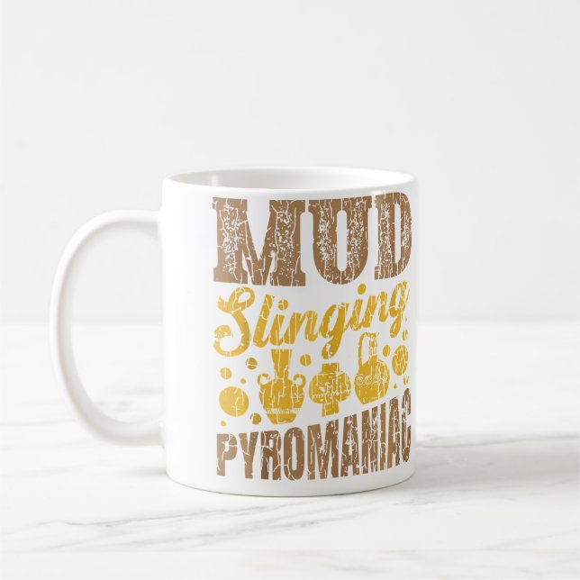 Mud Slinging Funny Pottery Ceramic Clay Artist Coffee Mug (Left)