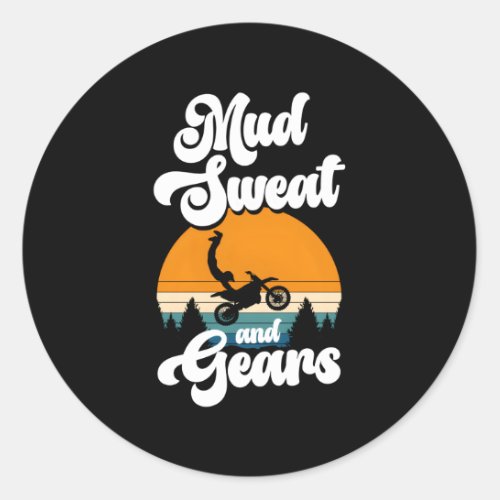 Mud Sweat And Gears Motocross Classic Round Sticker