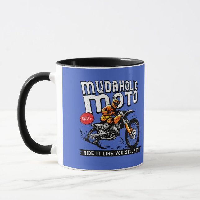 Mudaholic Moto Dirt Bike Motocross Motorcycle  Mug (Left)