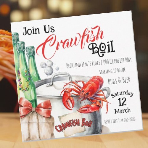 Mudbug  Crawfish Boil Party Invitation