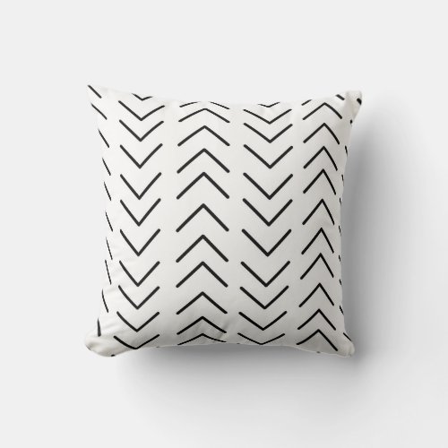 Mudcloth Black and White Throw Pillow