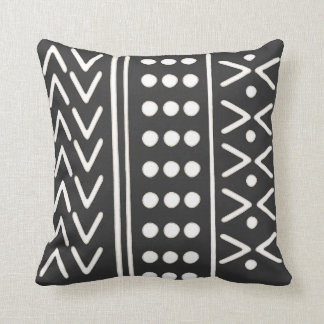 Mudcloth pillow, cream on black with tan accents throw pillow