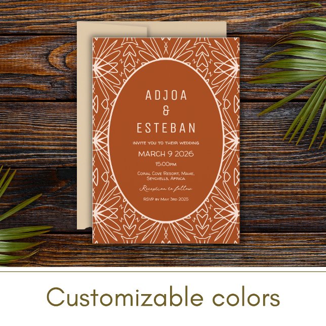 Mudcloth Tribal Pattern Boho Wedding Invitation (Creator Uploaded)