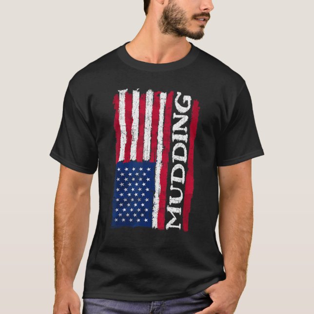 Mudding Off Road SA Flag   Retro Mud Run & 4 Wheel T-Shirt (Front)