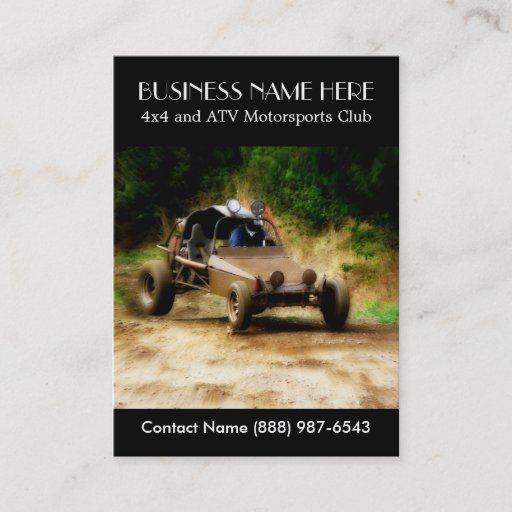Customizable Muddy ATV Dune Buggy Motorsports Club Business Card Templates