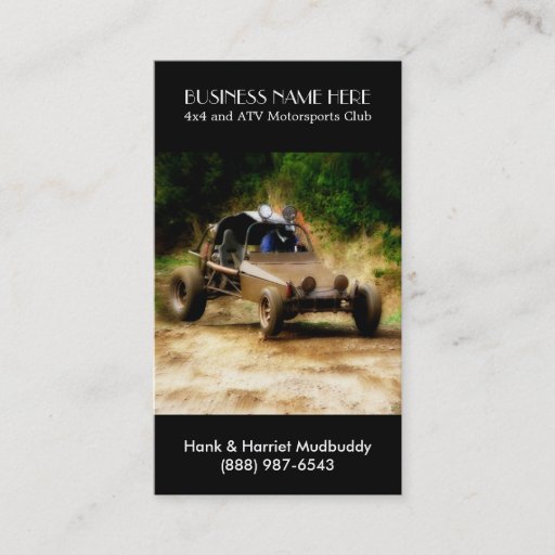 Customizable Muddy ATV Dune Buggy Motorsports Club Business Card