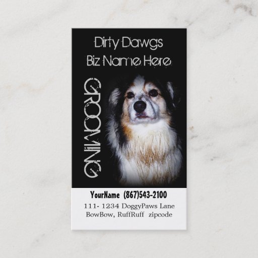 Customizable Muddy aussie Dog Grooming Dog Wash Business Cards