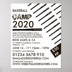 Muddy Baseball Bat, Baseball Camp Advertising Poster