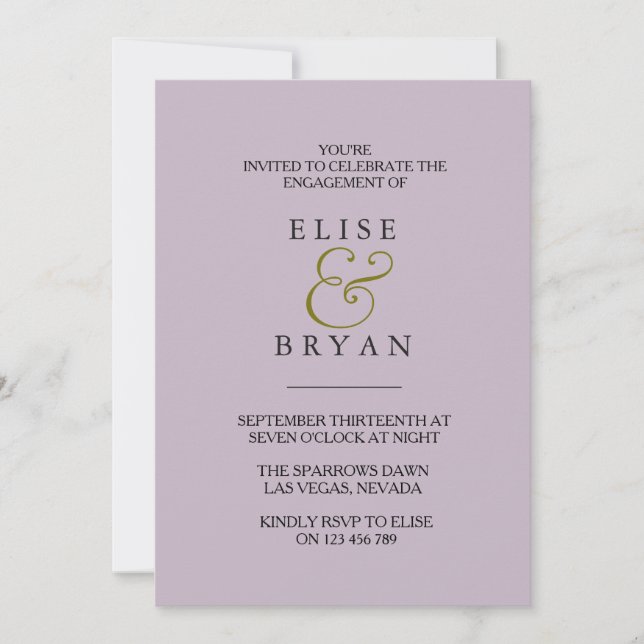 Muddy Blush Modern Engagement Party Invite (Front)