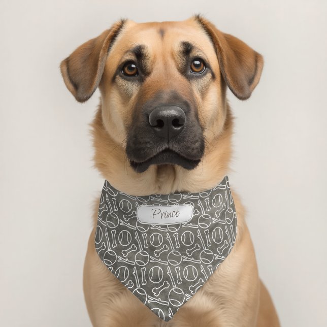 Muddy Brown Grunge with Bone Ball and Bone Pattern Pet Bandana Collar (Dog 2)