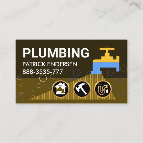 Muddy Bubbles Faucet Leaking Plumber Icons Business Card