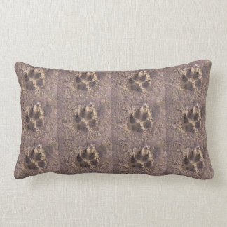 Muddy dog prints. lumbar pillow