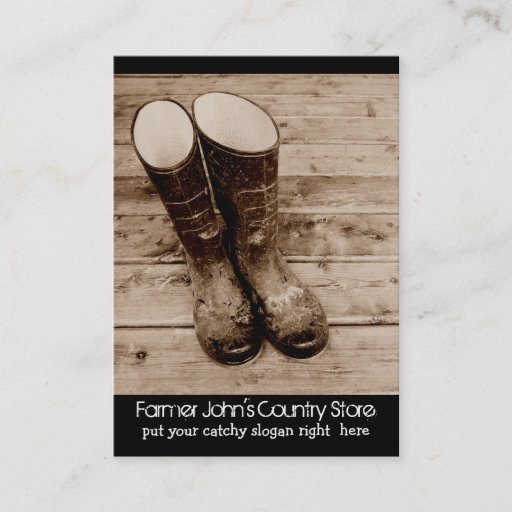 Customizable Muddy Gumboots for Farmers Country Store Business Cards