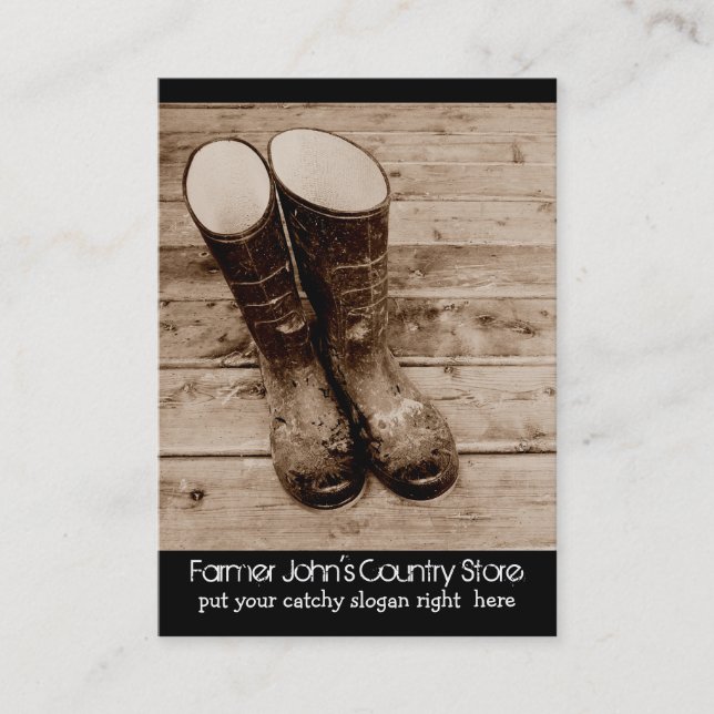 Muddy Gumboots for Farmers Country Store Business Card (Front)