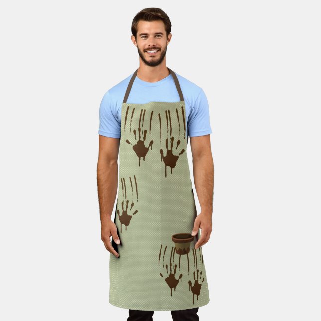 Muddy Hands and Polka-Dots All-Over Print Apron (Worn)
