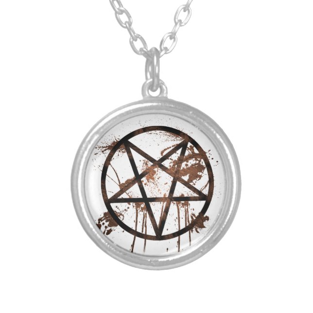Muddy Pentagram Silver Plated Necklace (Front)