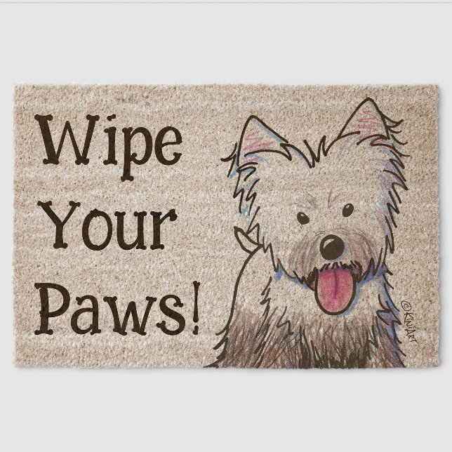 Muddy Westie Wipe Your Paws Fiber Doormat (Front)