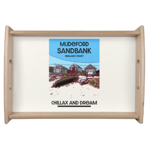Mudeford Sandbank English Beach Art Serving Tray