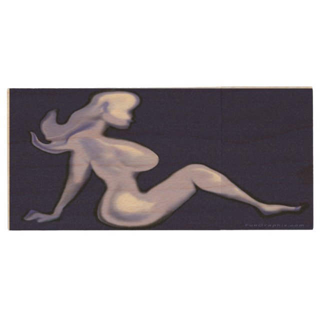 Mudflap Babe Wood Flash Drive (Front)