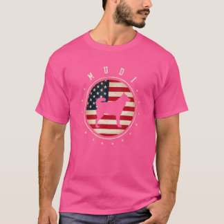Mudi Usa Flag 4th July Dog Mom Dad T-Shirt