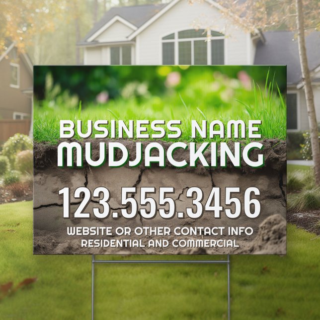 Mudjacking Service - Phone Number and Photo Sign (Custom Business Logo Yard Sign)