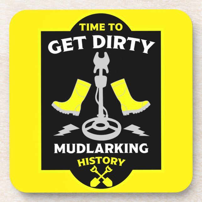 Mudlarking Treasure Hunting Beverage Coaster (Front)