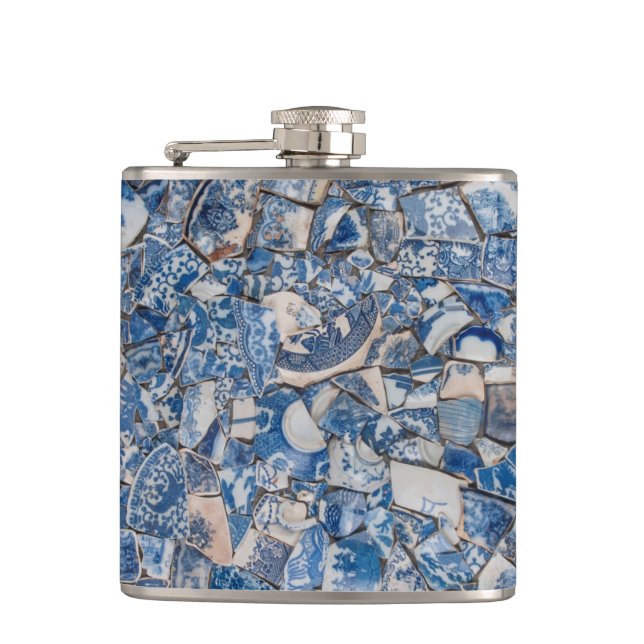 Mudlark's Broken Blue China Flask (Front)