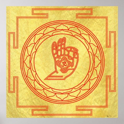 Mudra Om Mandala Classic Saffron Poster