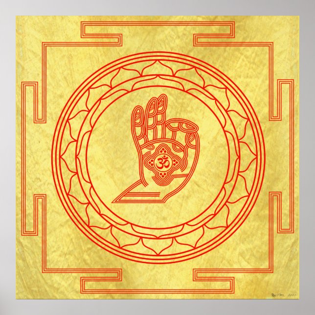Mudra Om Mandala Classic Saffron Poster (Front)