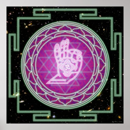 Mudra Om Mandala in Galaxies Poster