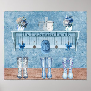 Mudroom Shoes, Hats, Bows, and Flowers Poster