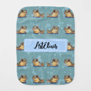 Mudskipper Bubbles Blue Print Baby Burp Cloth