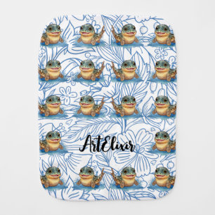 Mudskipper Kawaii Blue Print Baby Burp Cloth
