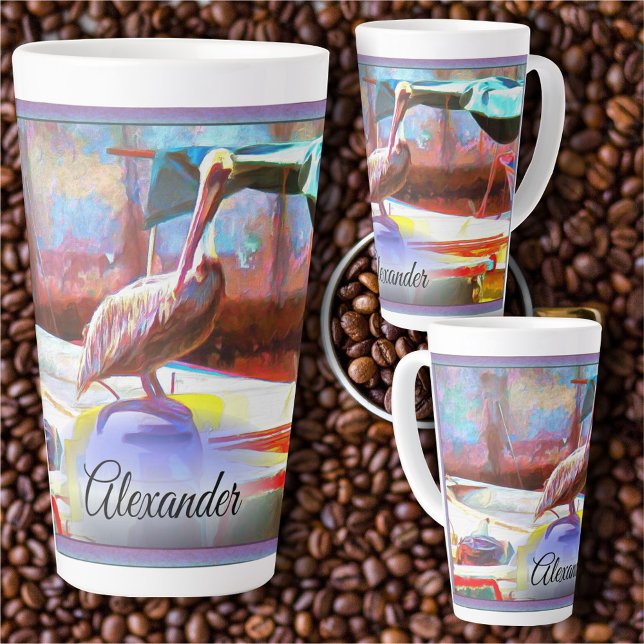 Muelle Los Peines Pelican 0463 Latte Mug (Creator Uploaded)