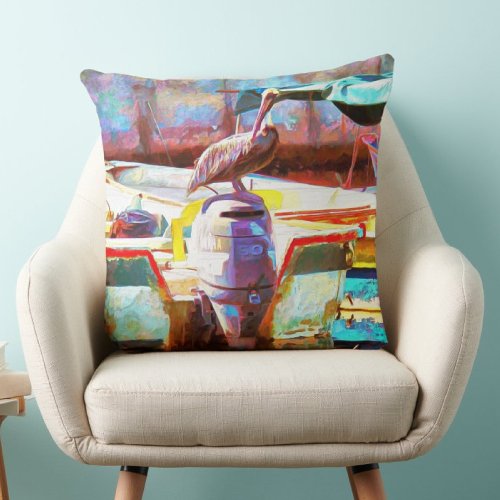 Muelle Los Peines Pelican 0463 Throw Pillow