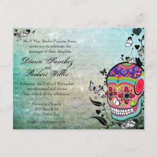 Muerte Day of the Dead Calaveras Sugar Skull Invitation