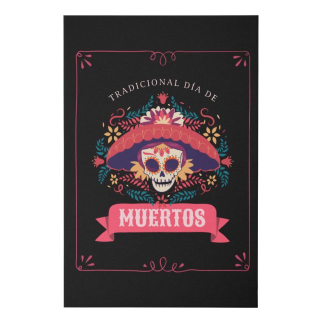 Muertos Skull Day of the Dead Faux Canvas Print (Front)