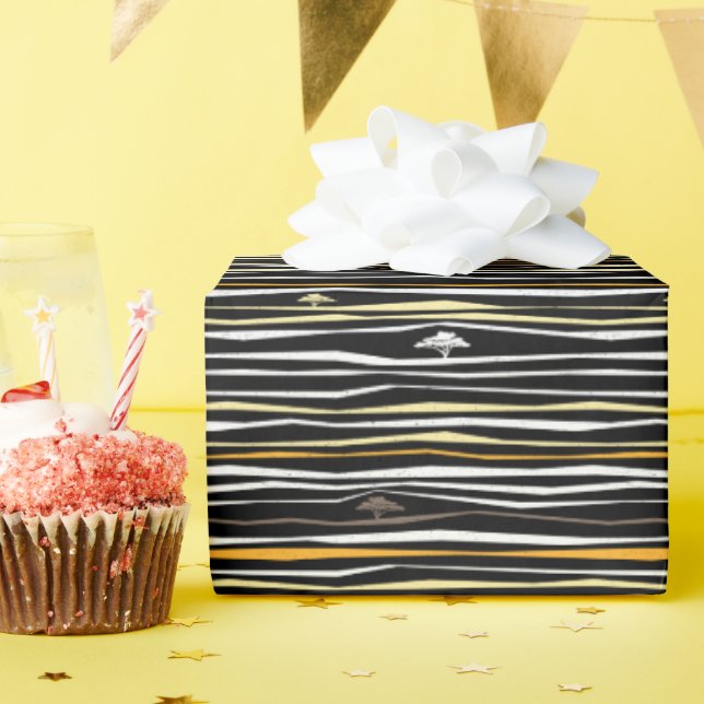Mufasa Savanna Stripe Pattern Wrapping Paper (Birthday Party)
