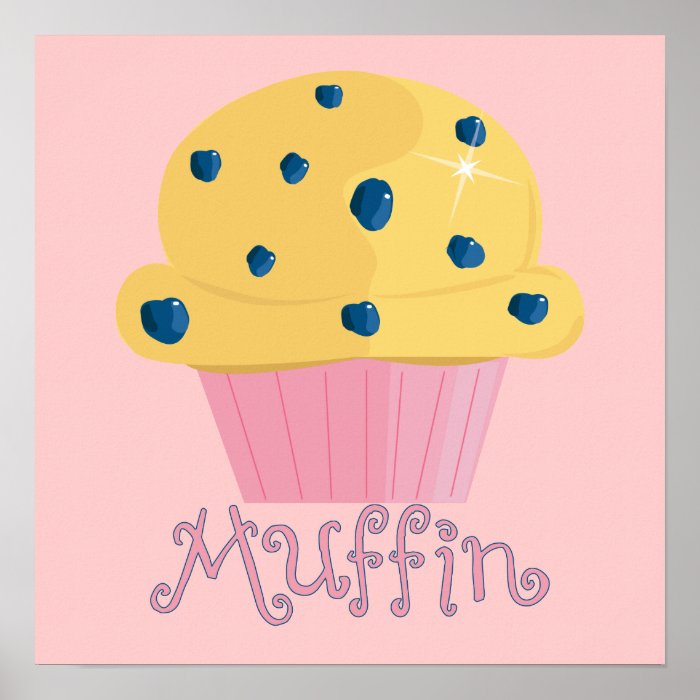 Muffin Cute Blueberry Muffin Print