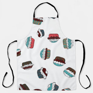 Muffin. Happy birthday cupcake background in white Apron