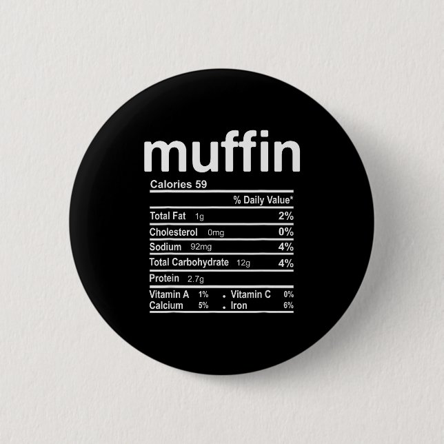 Muffin Nutrition Facts Funny Thanksgiving Christma Button (Front)