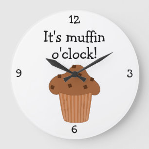 Muffin O'Clock fun food graphic Large Clock