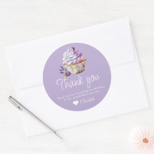 Muffin Purple Thank you Personalized Birthday Classic Round Sticker