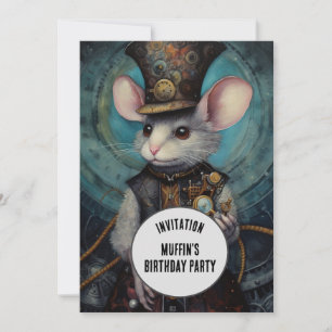 Muffin Steampunk Animal Custom name Invitation