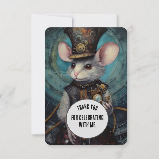 Muffin Thank You Steampunk animal Custom Card (Front)